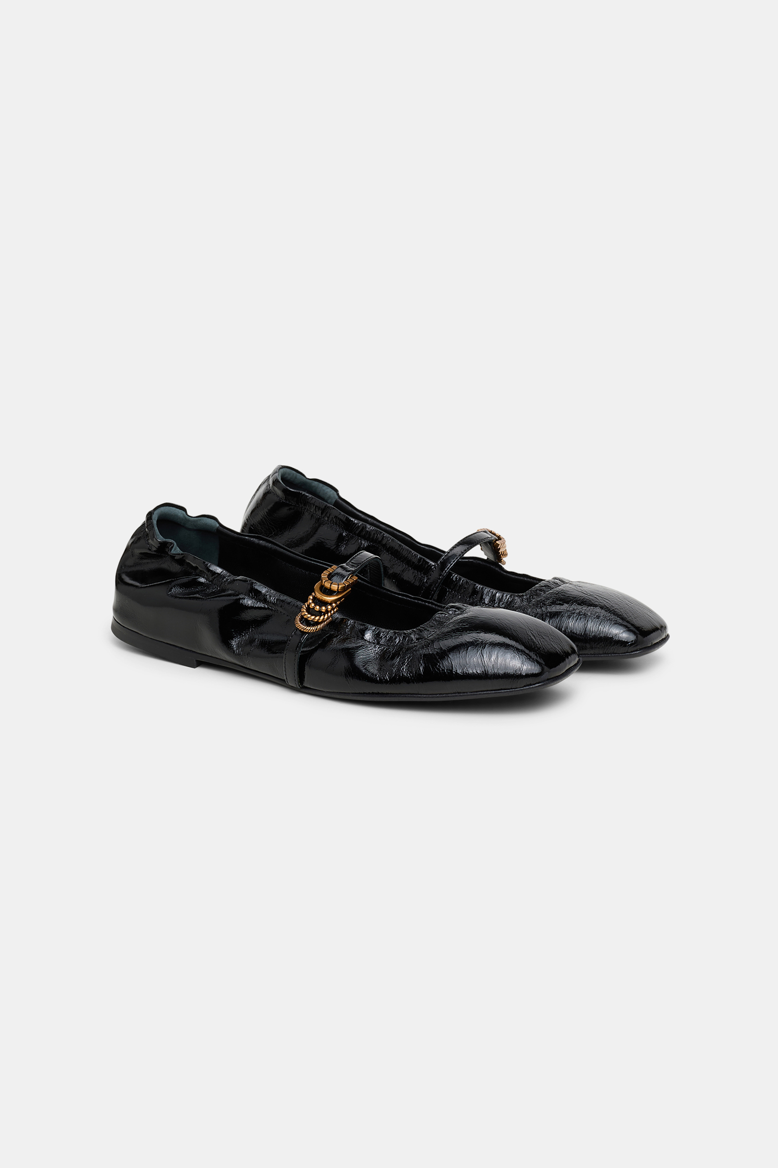 Dorothee Schumacher Elastische, shiny Ballerinas mit Signature D-Rings pure black