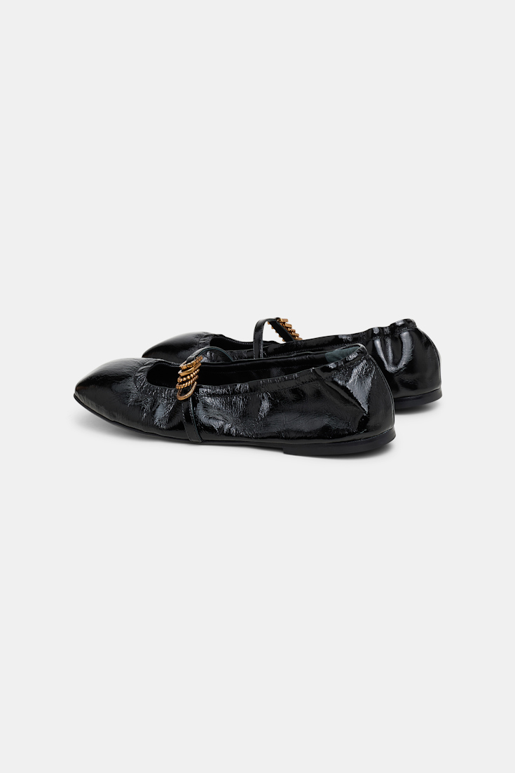 Dorothee Schumacher Elastische, shiny Ballerinas mit Signature D-Rings pure black
