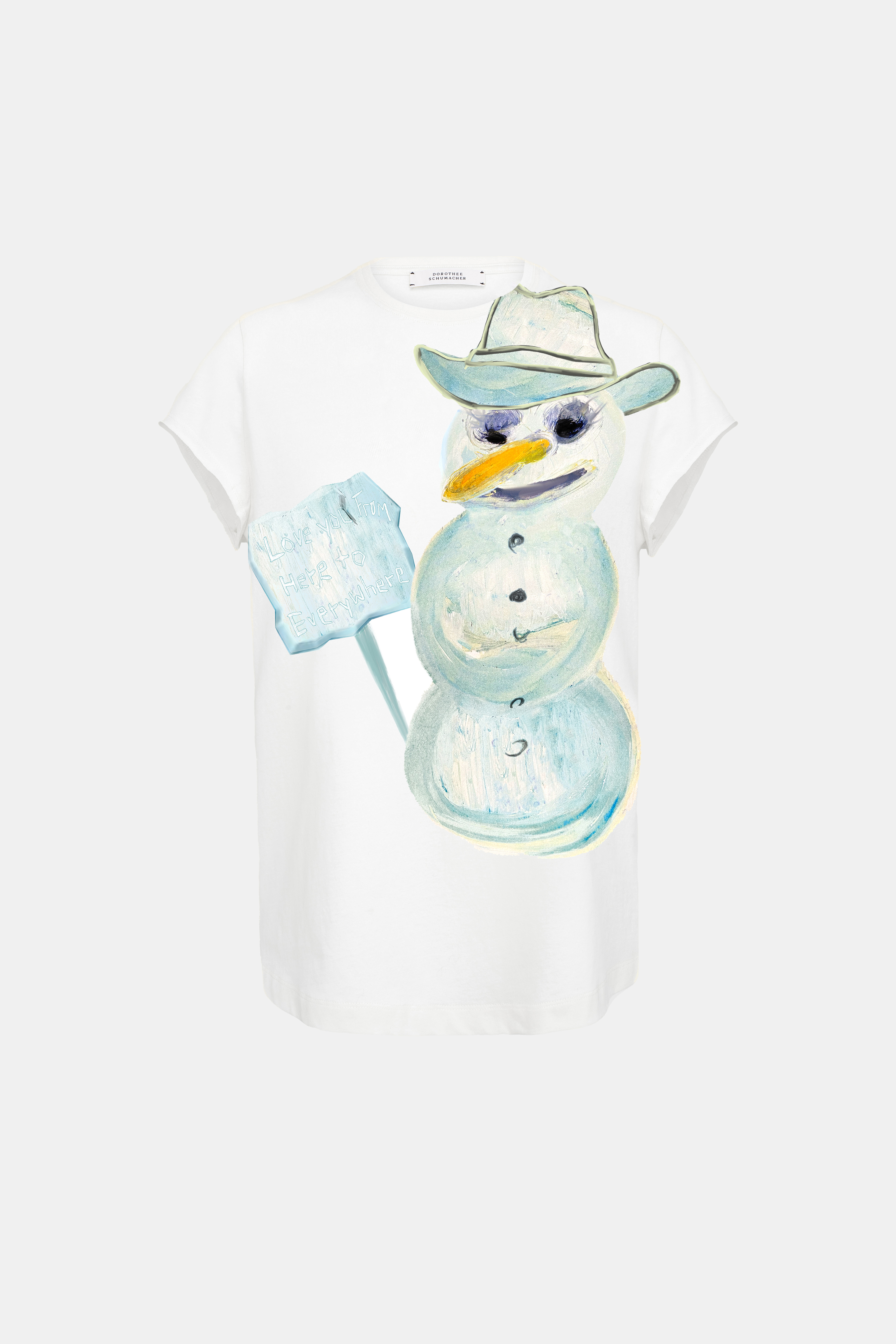 Dorothee Schumacher Cotton T-shirt with glitter snowwoman print snowwoman