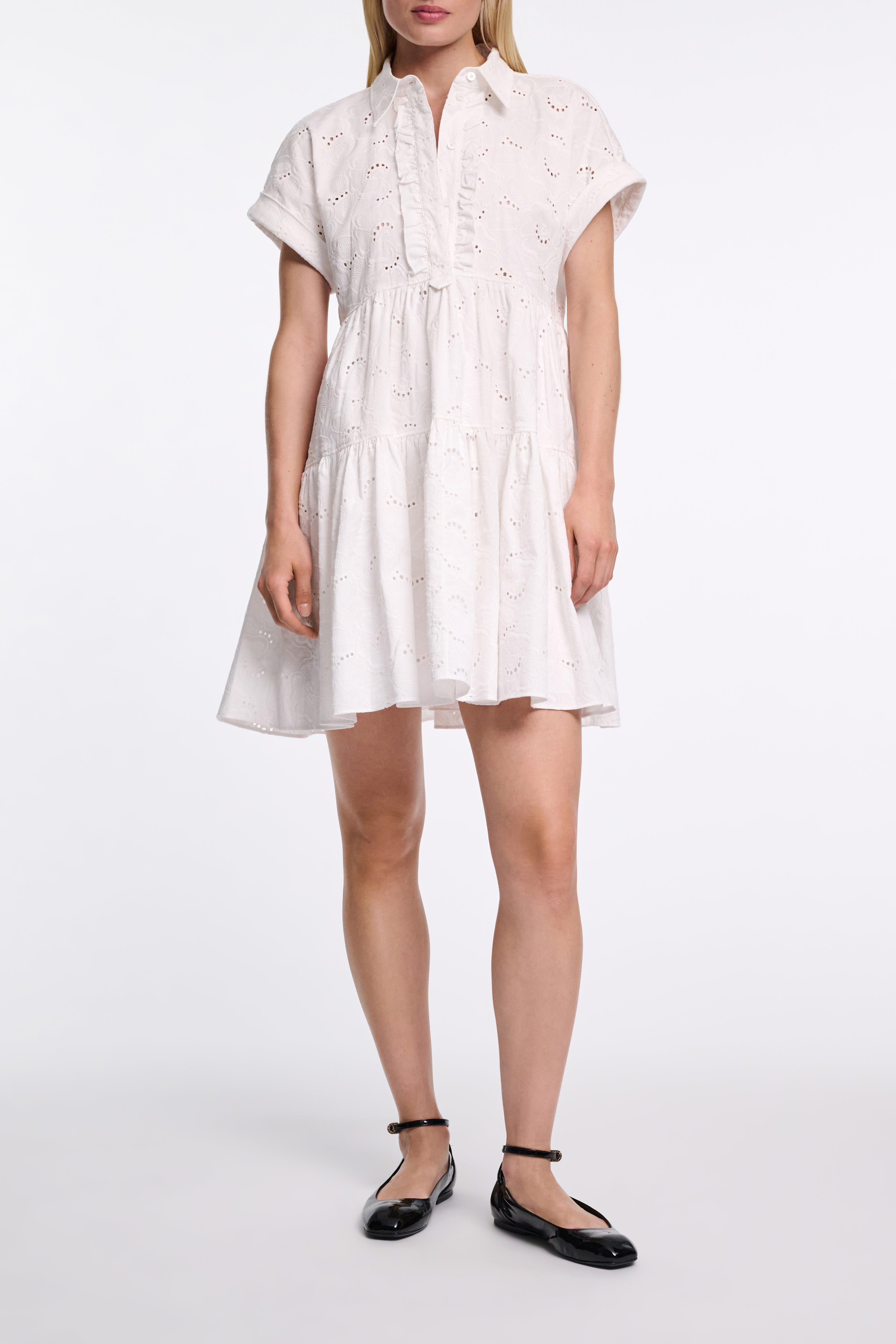 【Dorothee Schumacher】 Ruchedコットンミディドレス Dorothee Schumacher - Summer Waves White Tiered Dress