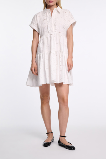 Dorothee Schumacher Short dress made from broderie anglaise with ruffle details pure white