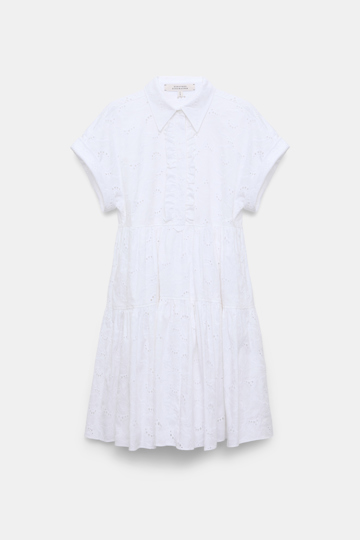 Dorothee Schumacher Short dress made from broderie anglaise with ruffle details pure white