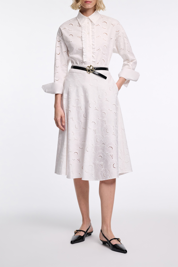 Dorothee Schumacher Midi skirt in broderie anglaise pure white