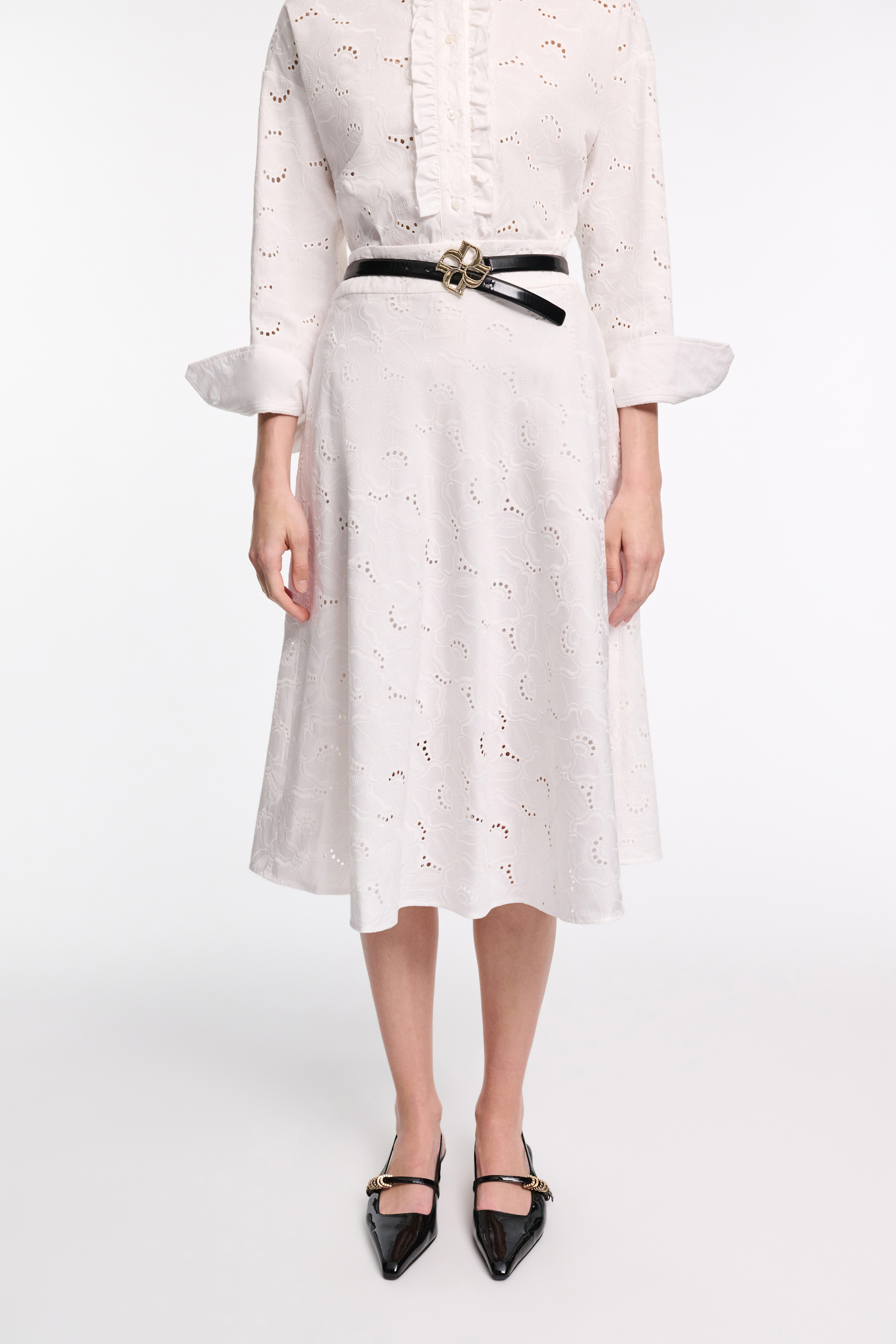 Dorothee Schumacher Midi skirt in broderie anglaise pure white