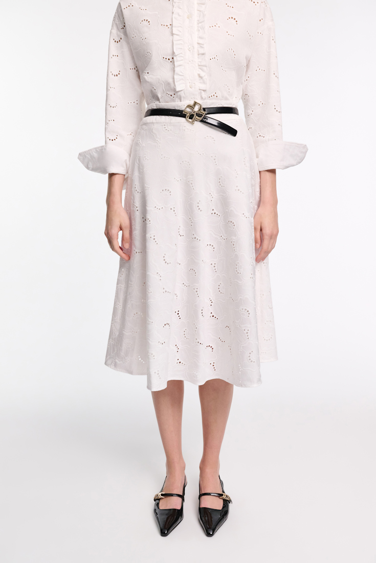 Dorothee Schumacher Midi skirt in broderie anglaise pure white