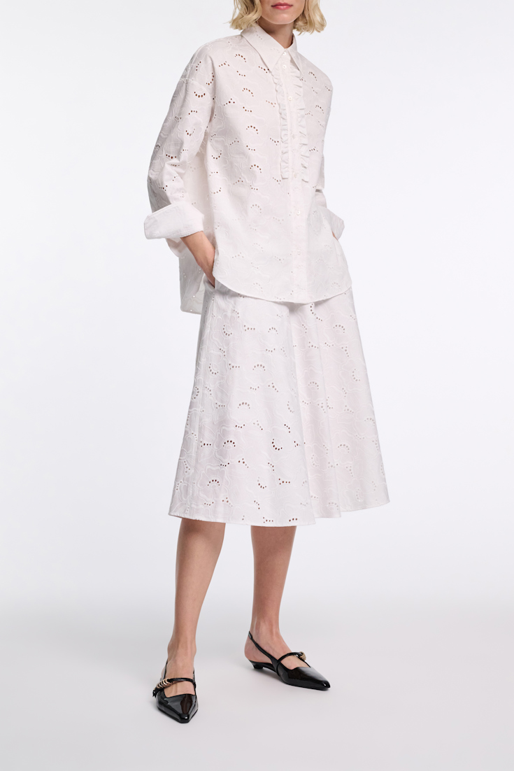 Dorothee Schumacher Midi skirt in broderie anglaise pure white