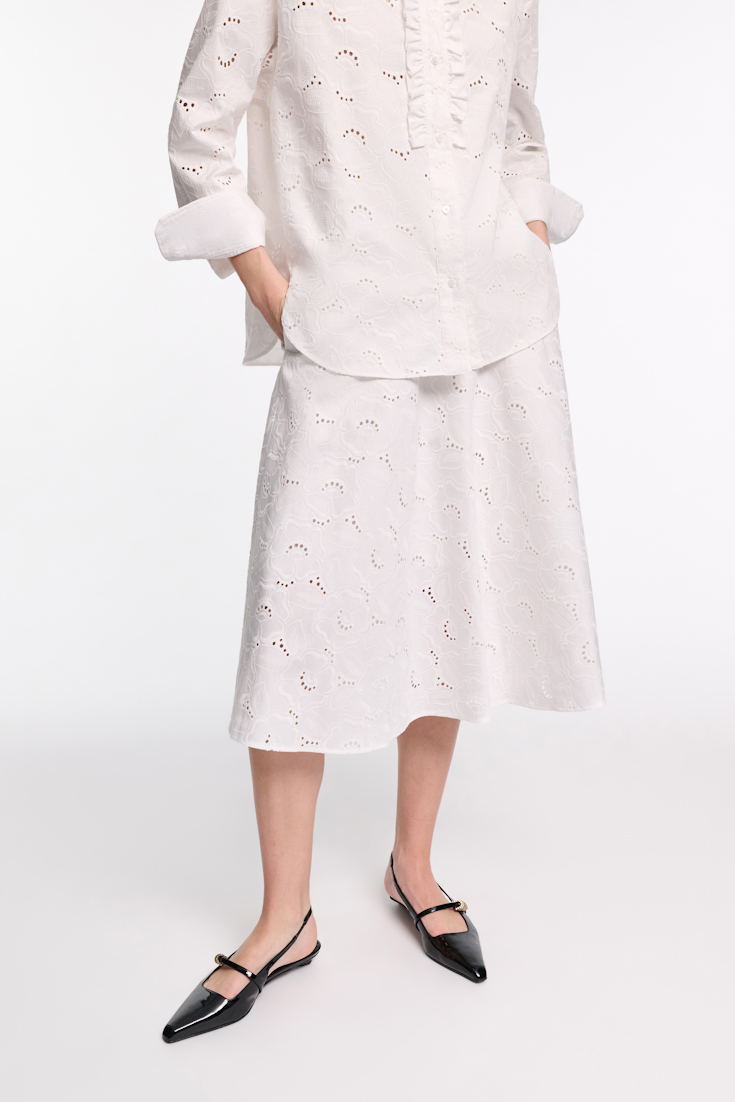 Dorothee Schumacher Midi skirt in broderie anglaise pure white