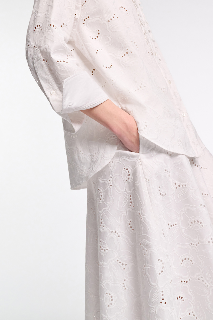 Dorothee Schumacher Midi skirt in broderie anglaise pure white