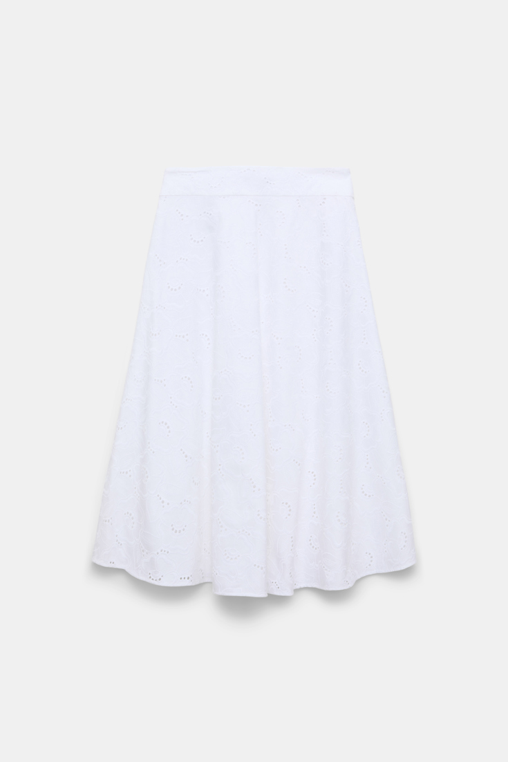 Dorothee Schumacher Midi skirt in broderie anglaise pure white