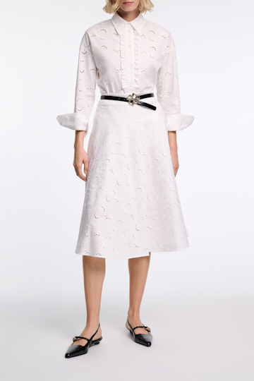 Dorothee Schumacher Shirt made from broderie anglaise with ruffle details pure white