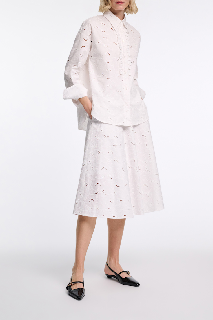 Dorothee Schumacher Shirt made from broderie anglaise with ruffle details pure white