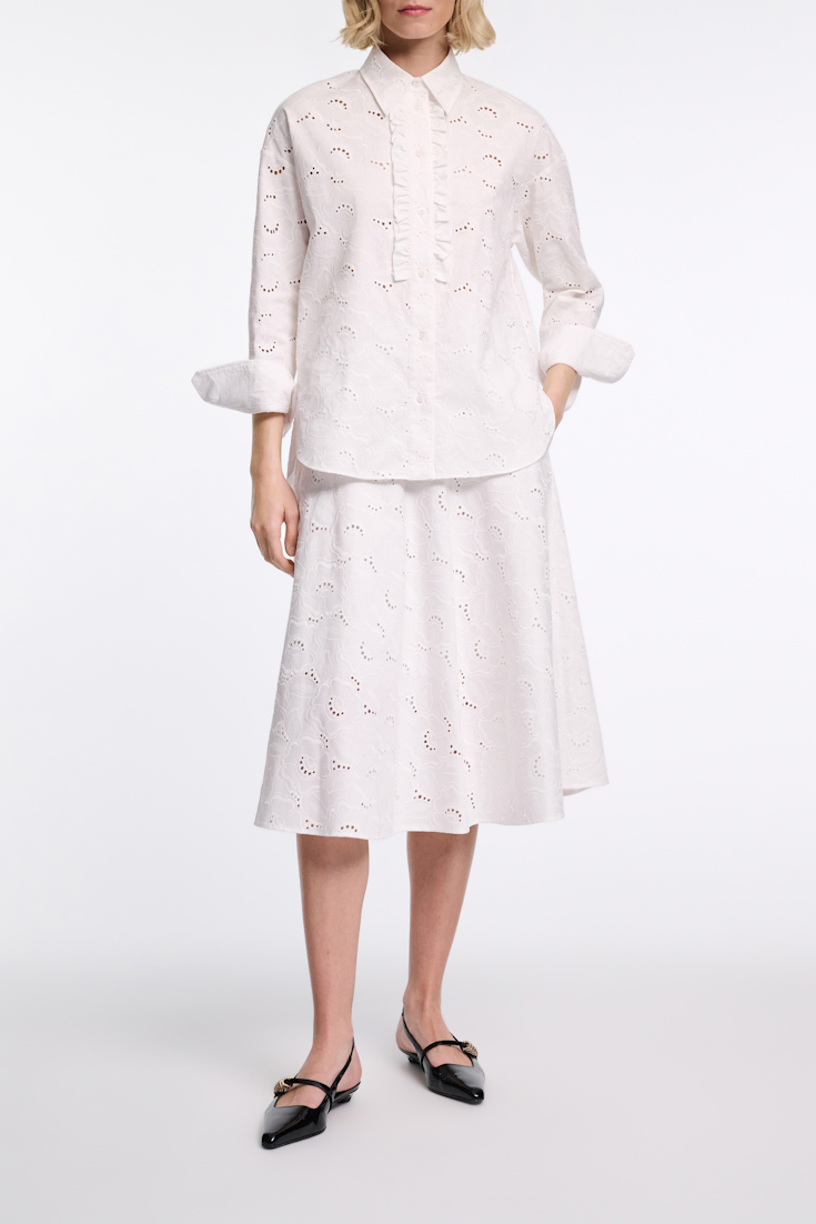 Dorothee Schumacher Shirt made from broderie anglaise with ruffle details pure white