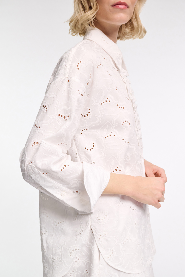 Dorothee Schumacher Shirt made from broderie anglaise with ruffle details pure white