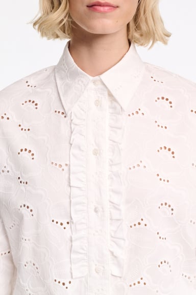 Dorothee Schumacher Shirt made from broderie anglaise with ruffle details pure white