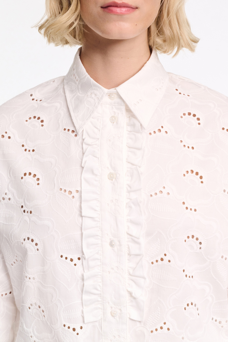 Dorothee Schumacher Shirt made from broderie anglaise with ruffle details pure white