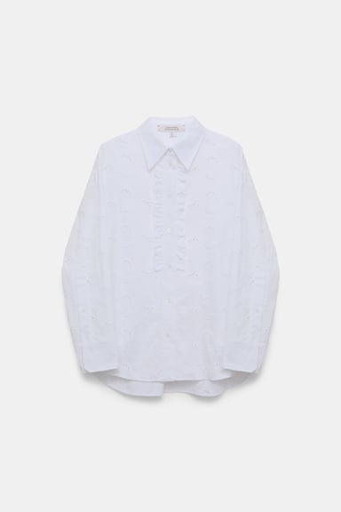 Dorothee Schumacher Shirt made from broderie anglaise with ruffle details pure white