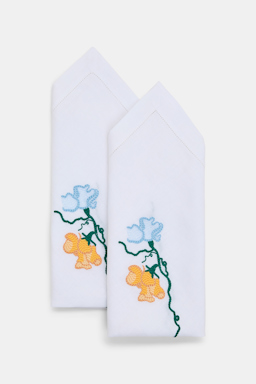 Dorothee Schumacher Bestickte Leinenserviette im 2er-Set wicked flower embroidery yellow