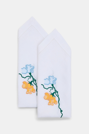 Dorothee Schumacher Bestickte Leinenserviette im 2er-Set wicked flower embroidery yellow