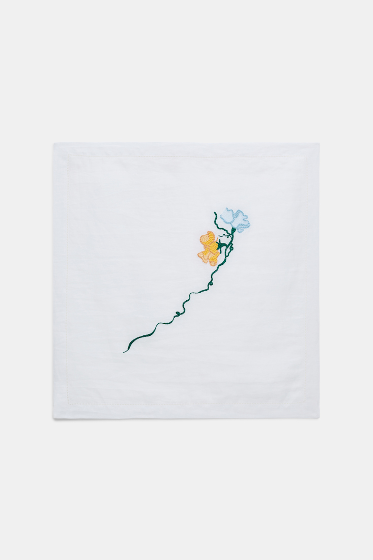 Dorothee Schumacher Bestickte Leinenserviette im 2er-Set wicked flower embroidery yellow