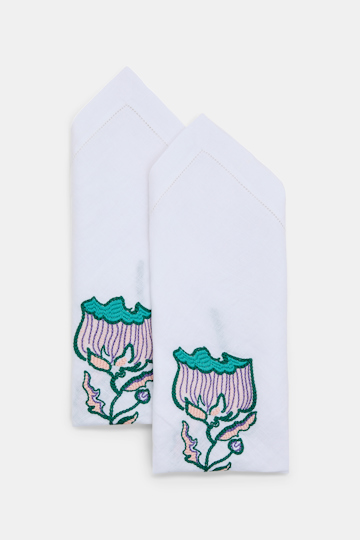 Dorothee Schumacher Bestickte Leinenserviette im 2er-Set wicked flower embroidery peach