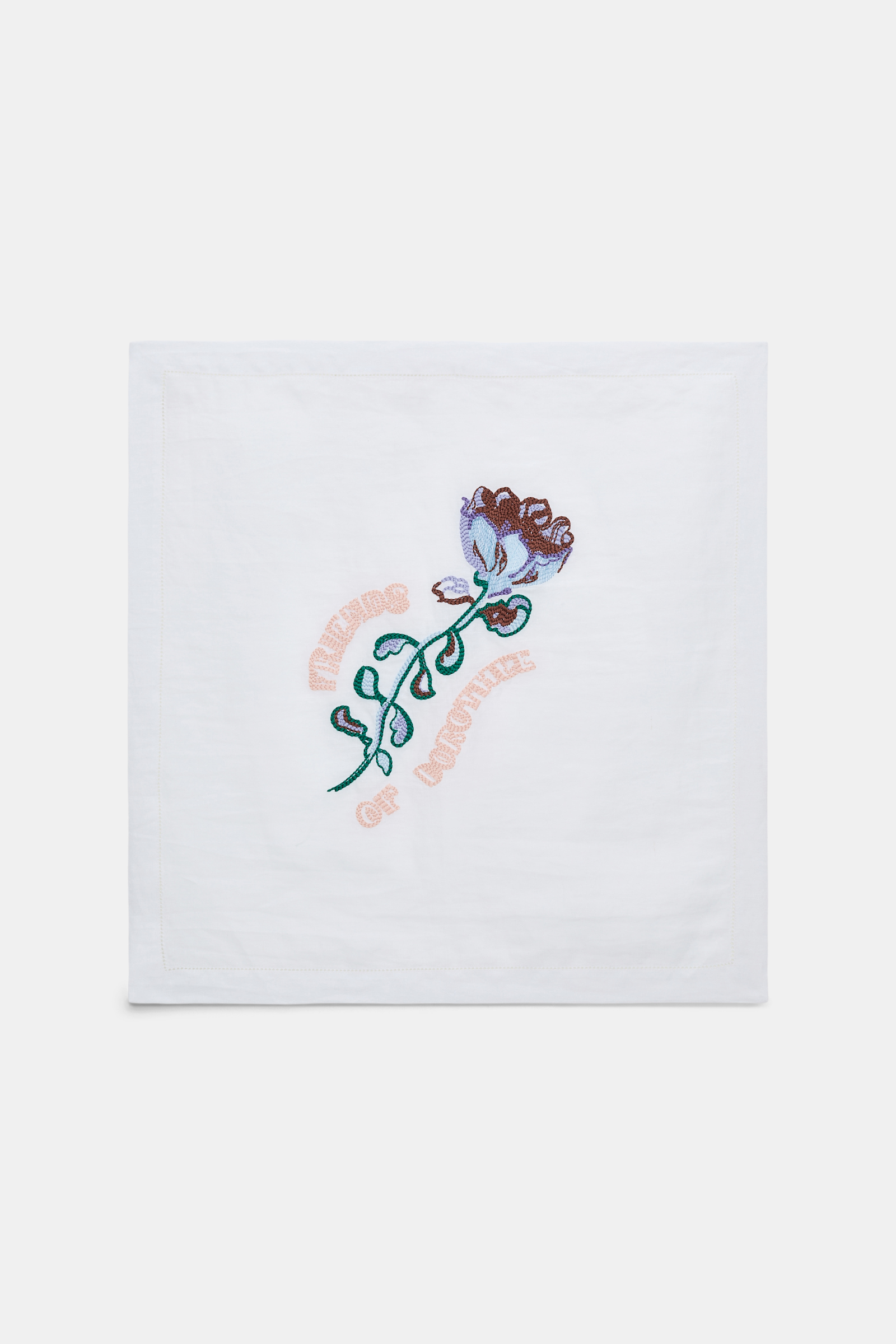 Dorothee Schumacher Bestickte Leinenserviette im 2er-Set mit "Friends of Dorothee" Wording wicked flower ebroidery blue