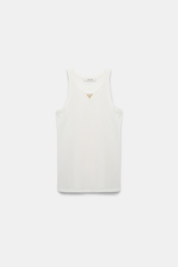 Dorothee Schumacher Knit tank top with faux suede detail cozy white