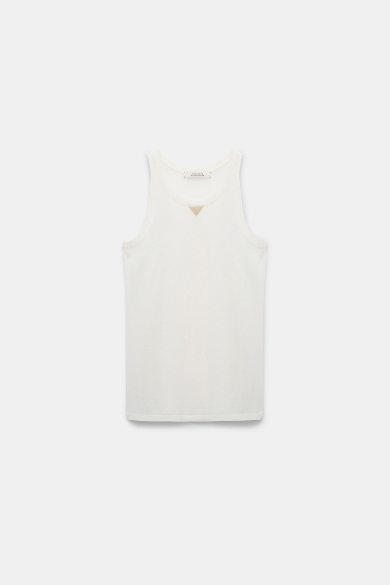 Dorothee Schumacher Knit Tank Top With Faux Suede Detail In White