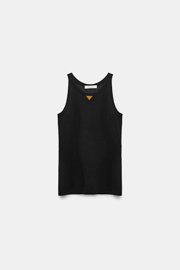 Dorothee Schumacher Knit tank top with faux suede detail pure black