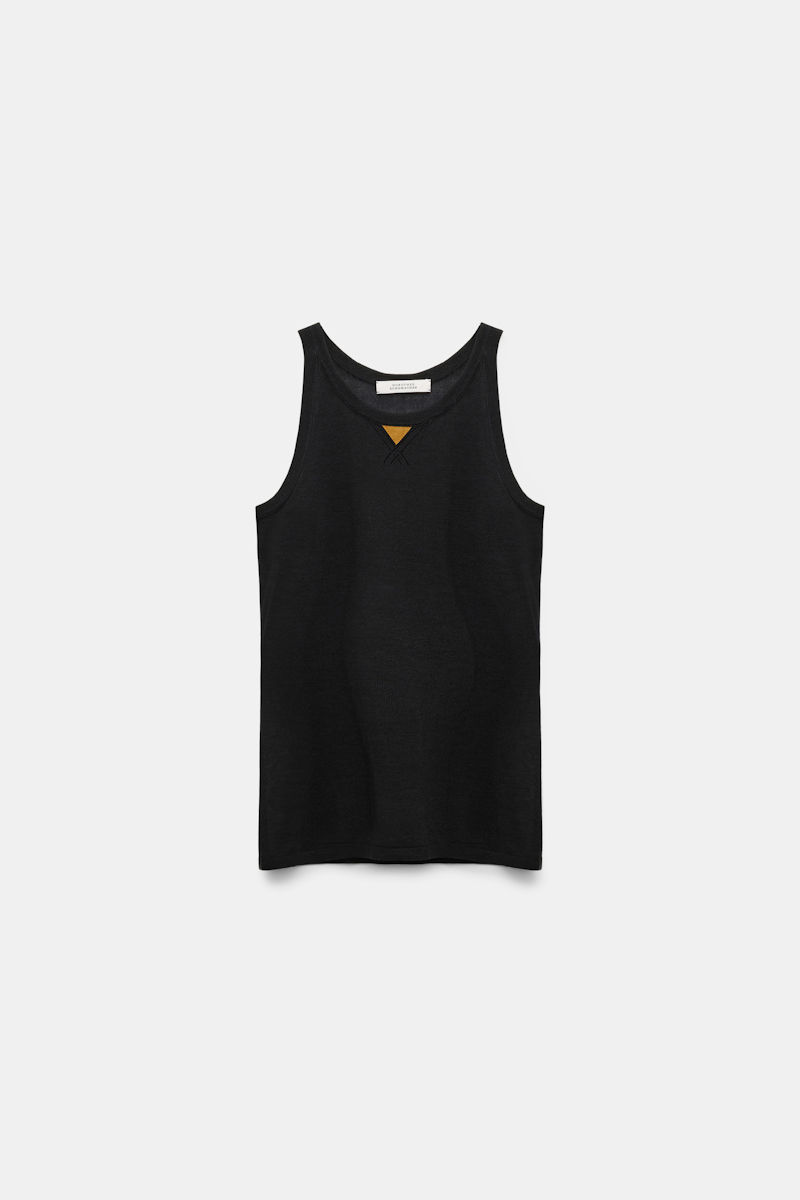 Dorothee Schumacher Knit Tank Top With Faux Suede Detail In Black