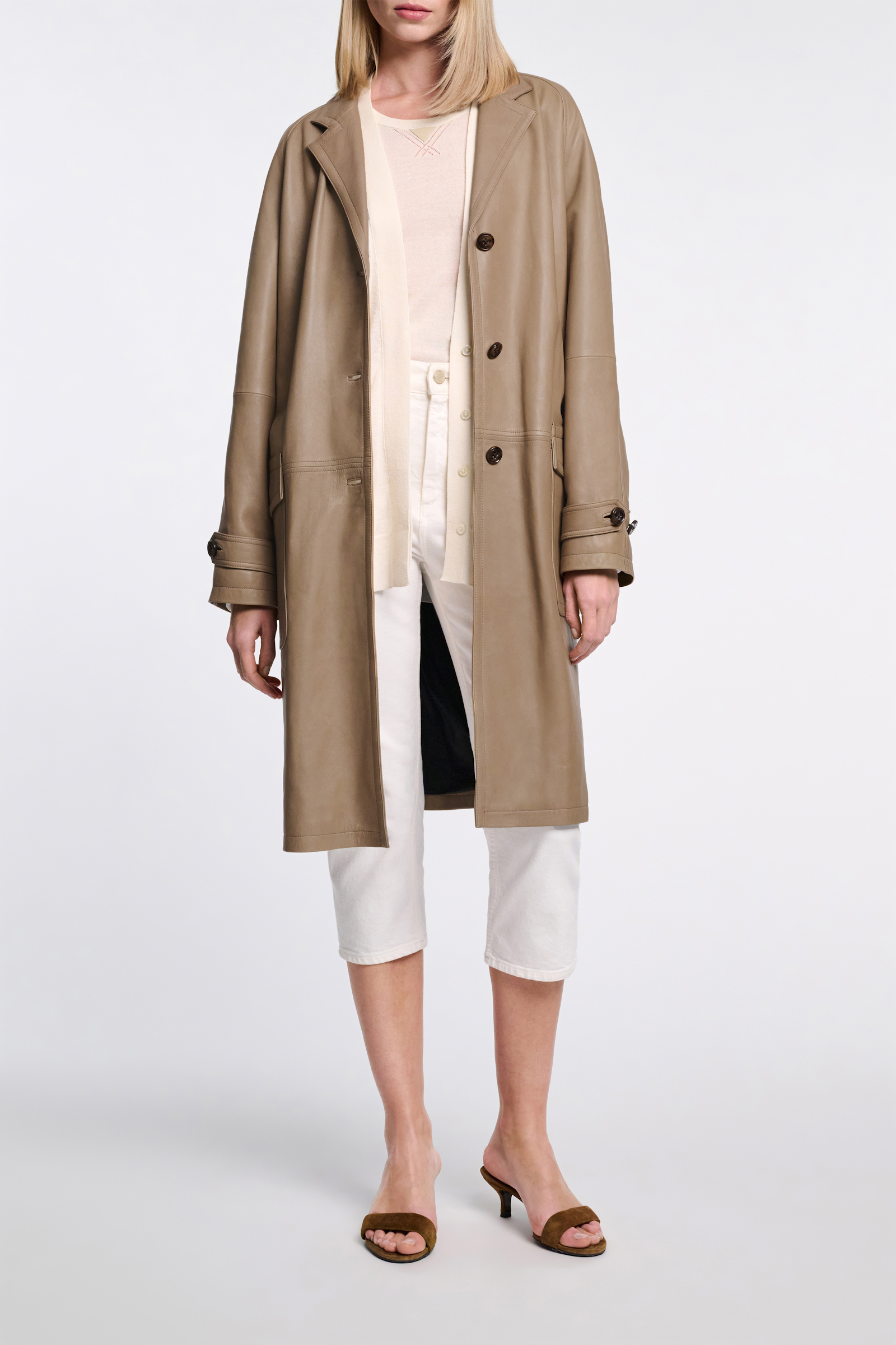 Dorothee Schumacher Cardigan mit Details aus Eco-Leder cozy white