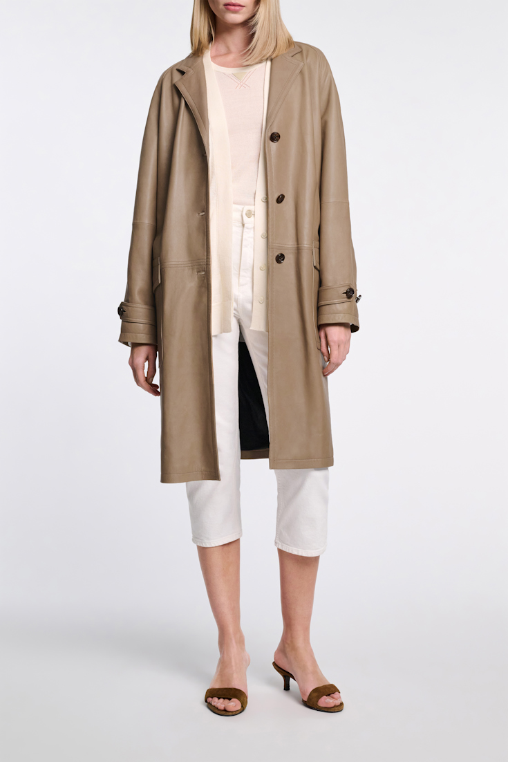 Dorothee Schumacher Cardigan mit Details aus Eco-Leder cozy white