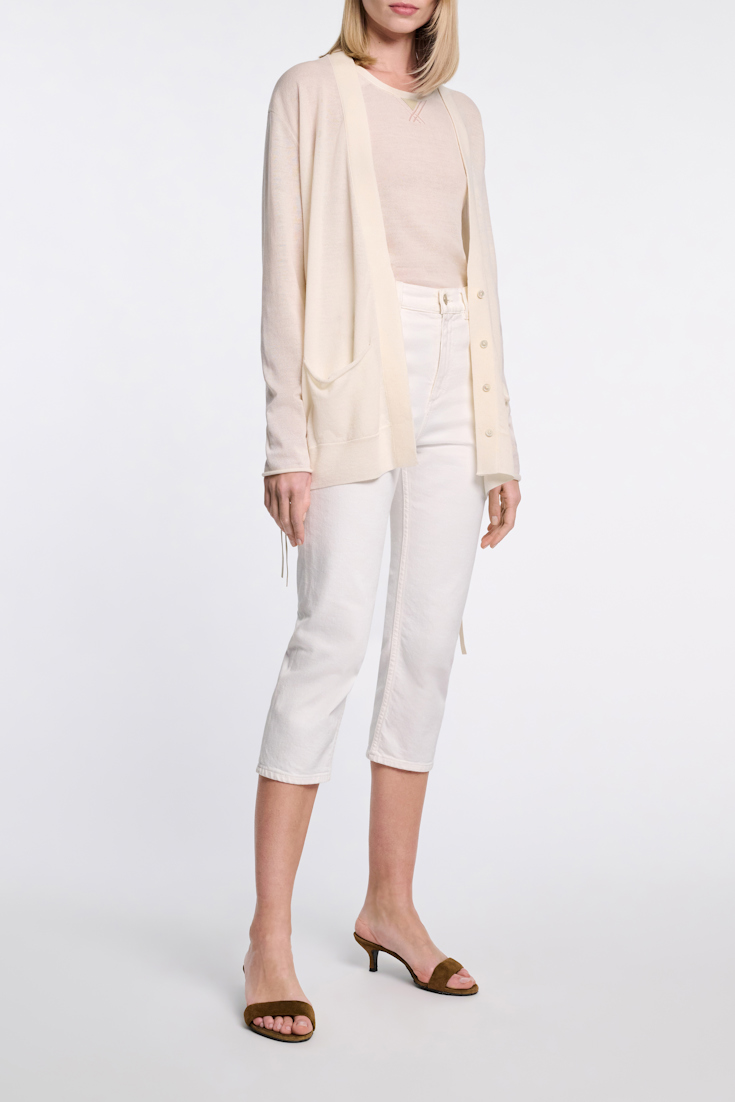 Dorothee Schumacher Cardigan mit Details aus Eco-Leder cozy white