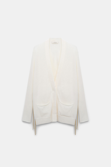 Dorothee Schumacher Knit cardigan with faux suede ties cozy white