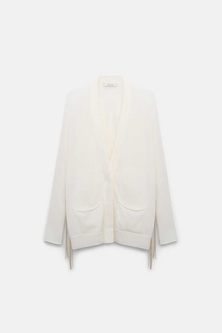 Dorothee Schumacher Cardigan mit Details aus Eco-Leder cozy white