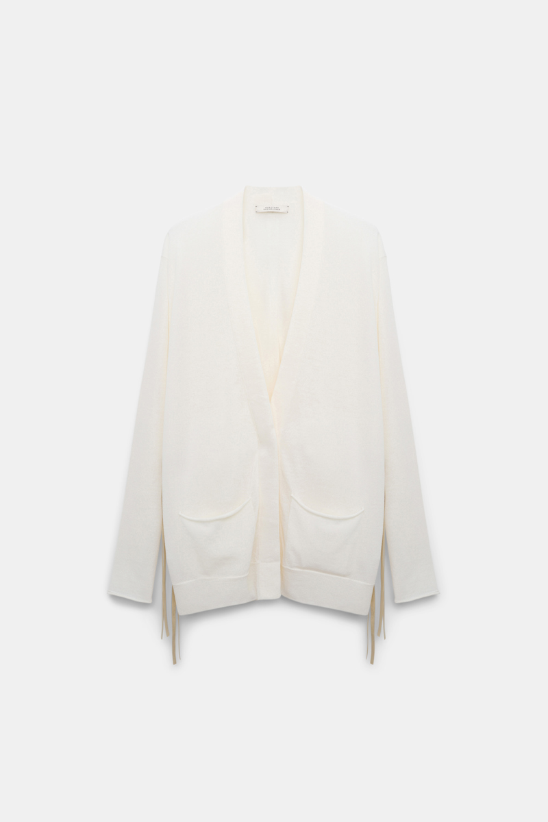 Dorothee Schumacher Knit Cardigan With Faux Suede Ties In White