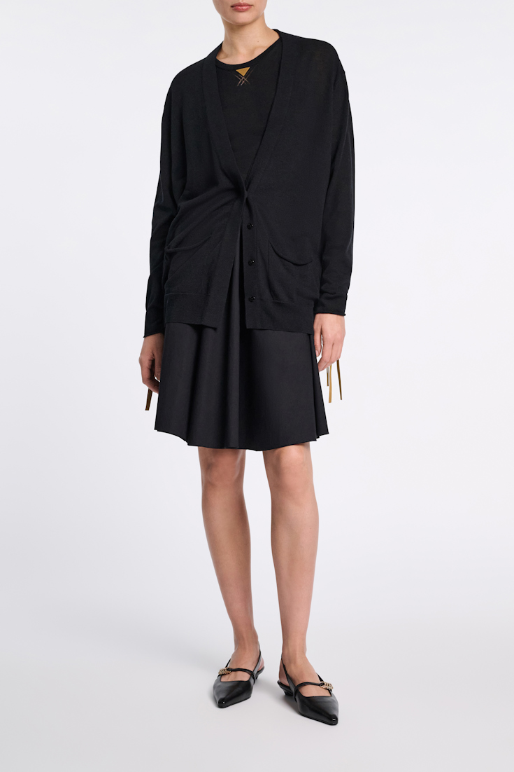 Dorothee Schumacher Cardigan mit Details aus Eco-Leder pure black