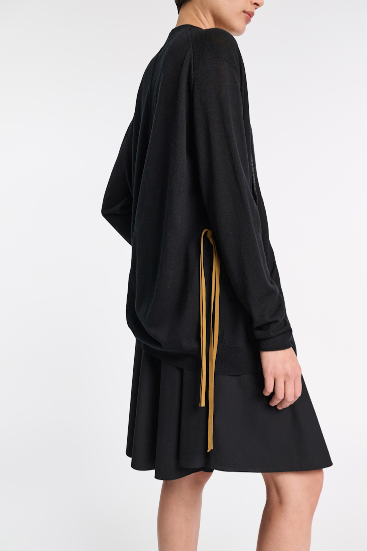 Dorothee Schumacher Cardigan mit Details aus Eco-Leder pure black