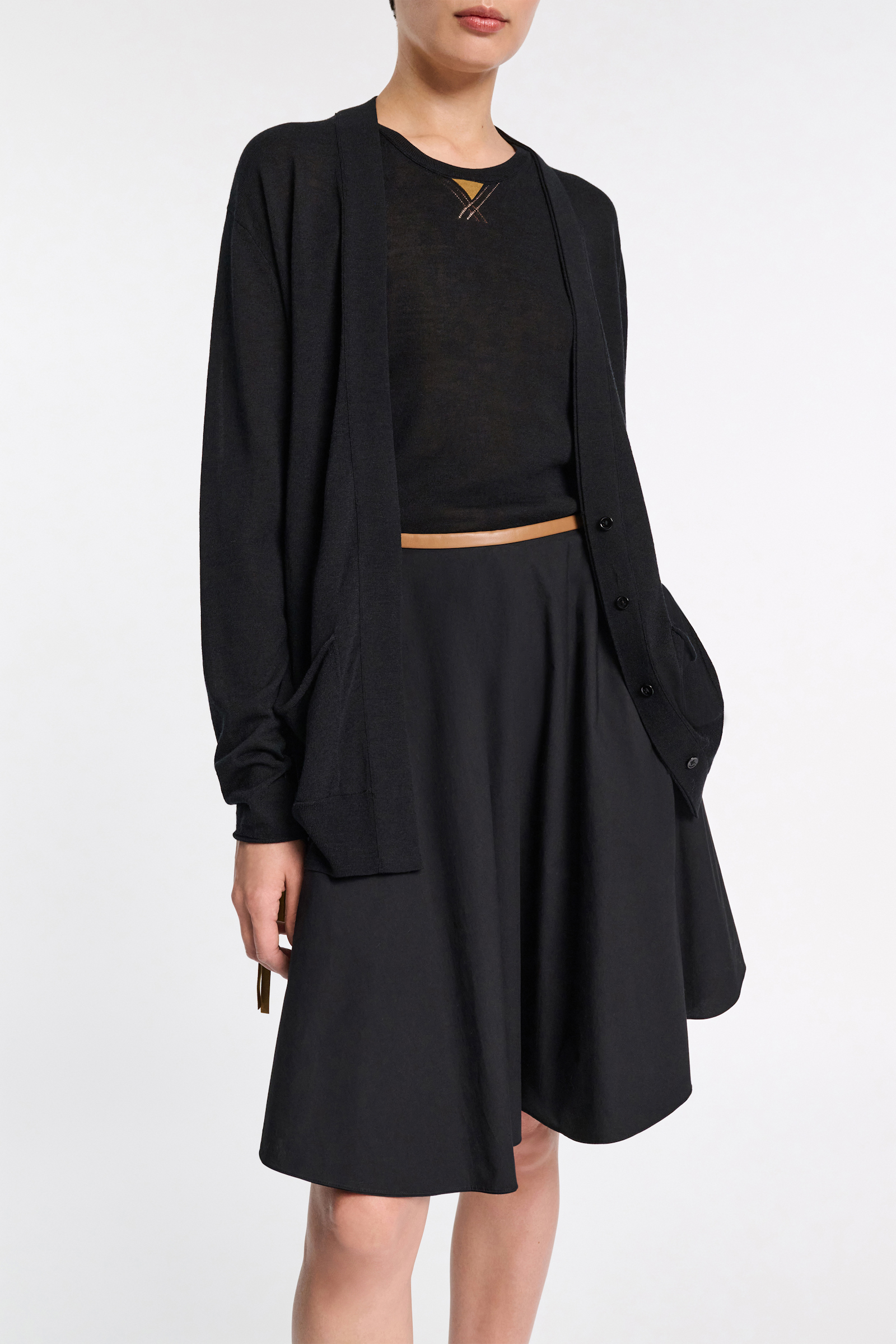 Dorothee Schumacher Cardigan mit Details aus Eco-Leder pure black