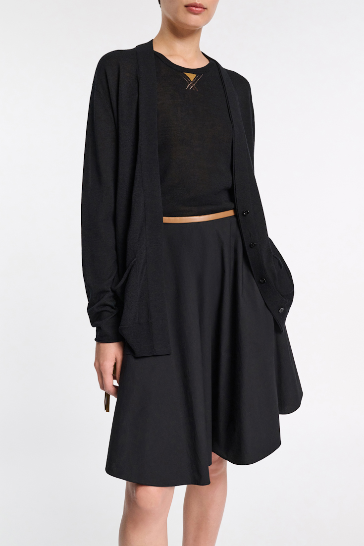 Dorothee Schumacher Cardigan mit Details aus Eco-Leder pure black