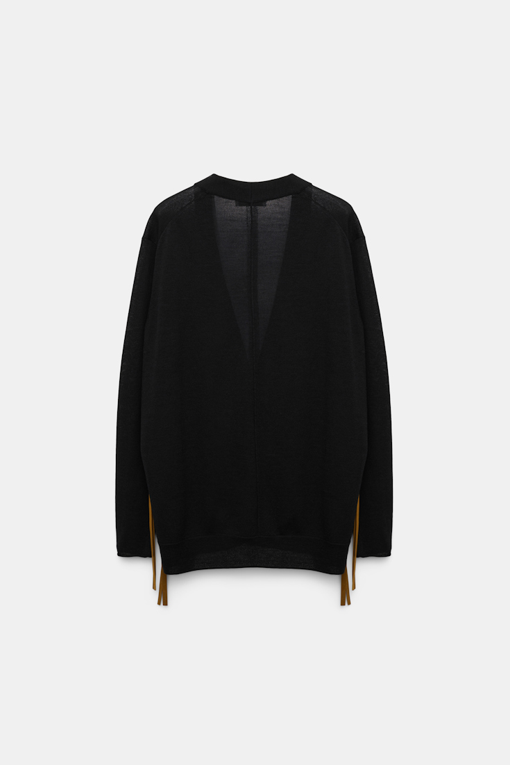 Dorothee Schumacher Cardigan mit Details aus Eco-Leder pure black