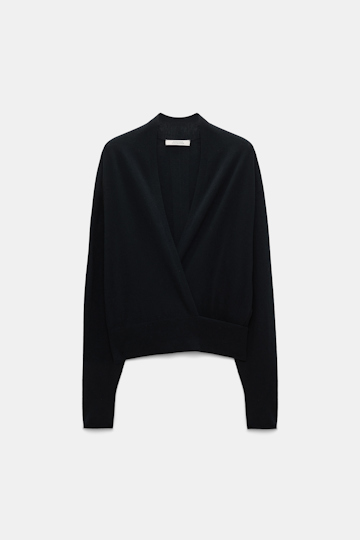 Dorothee Schumacher Wool-cashmere pullover with overlap hem pure black