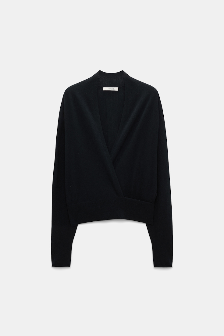 Dorothee Schumacher Wool-cashmere pullover with overlap hem pure black