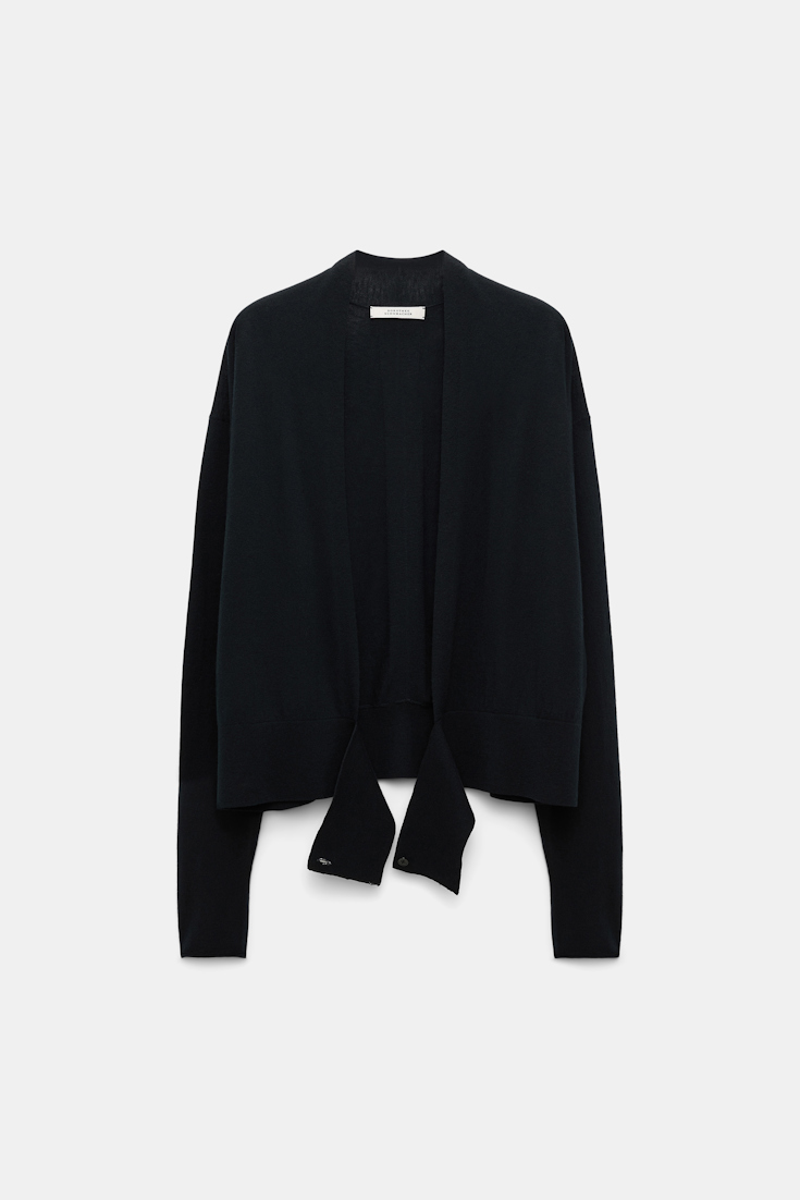 Dorothee Schumacher Wool-cashmere pullover with overlap hem pure black