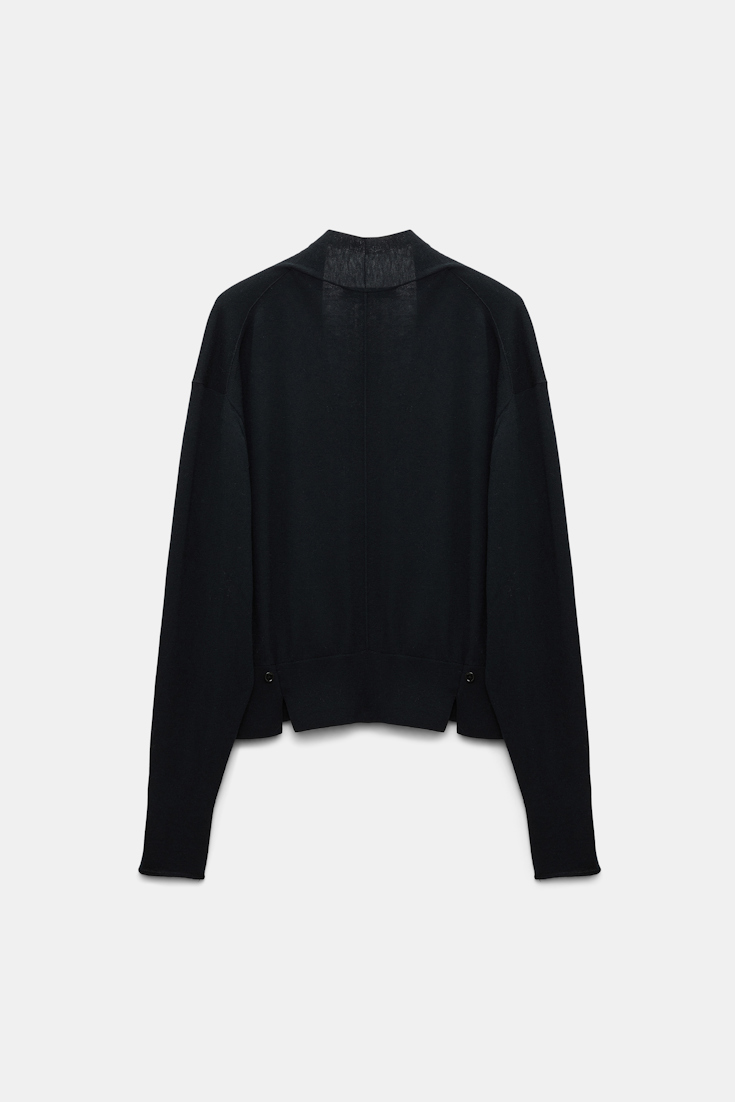 Dorothee Schumacher Wool-cashmere pullover with overlap hem pure black