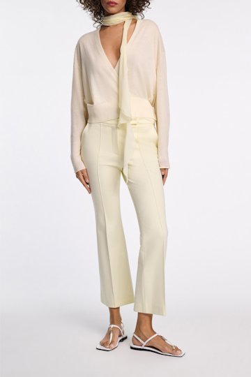 Dorothee Schumacher Wool-cashmere pullover with overlap hem light lemon