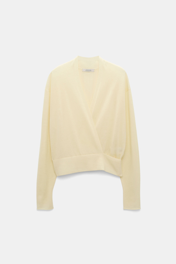 Dorothee Schumacher Wool-cashmere pullover with overlap hem light lemon
