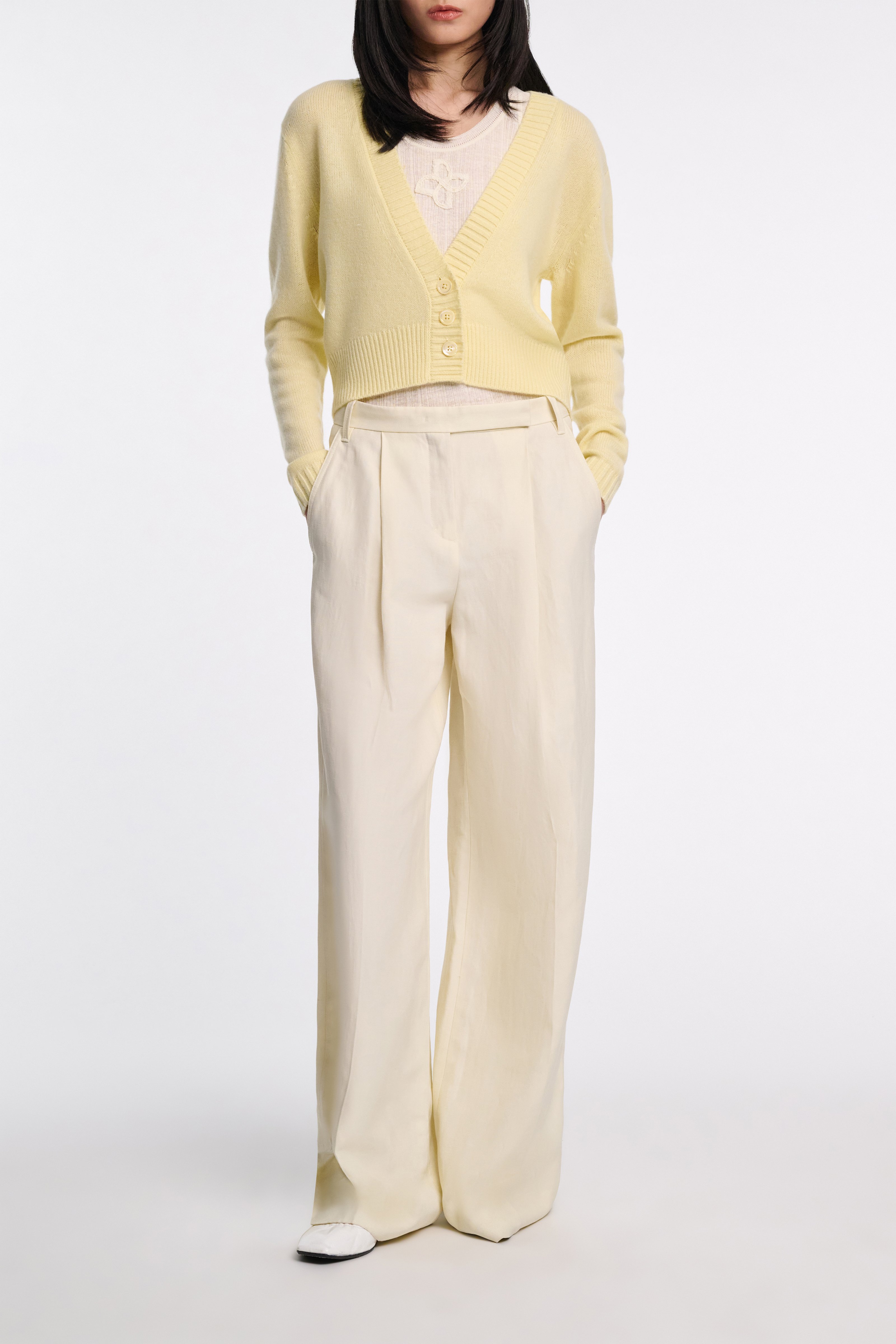 Dorothee Schumacher Linen blend ribbed tank top with D-rose