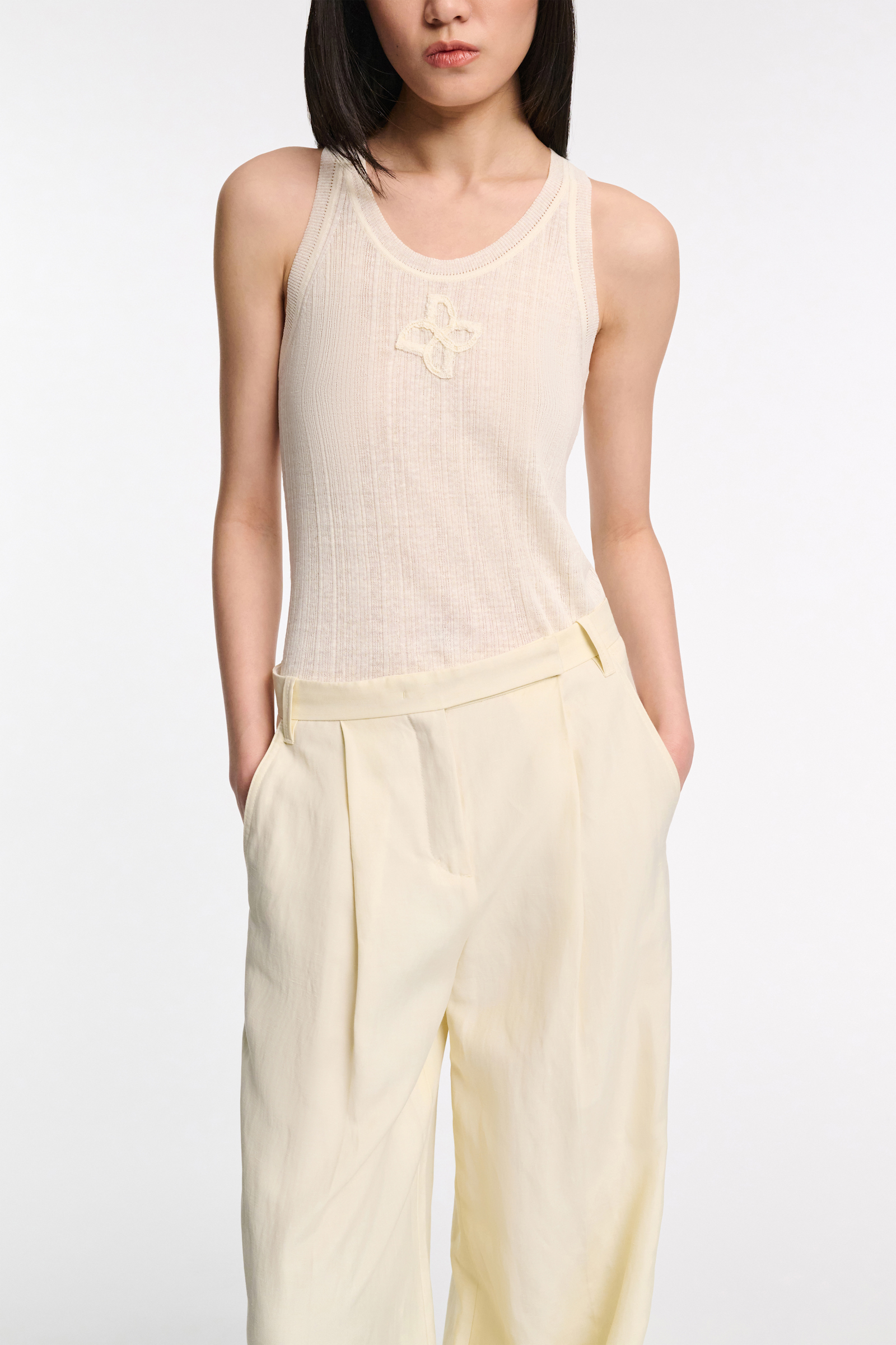 Dorothee Schumacher Top mit D-Rose Stickerei camellia white