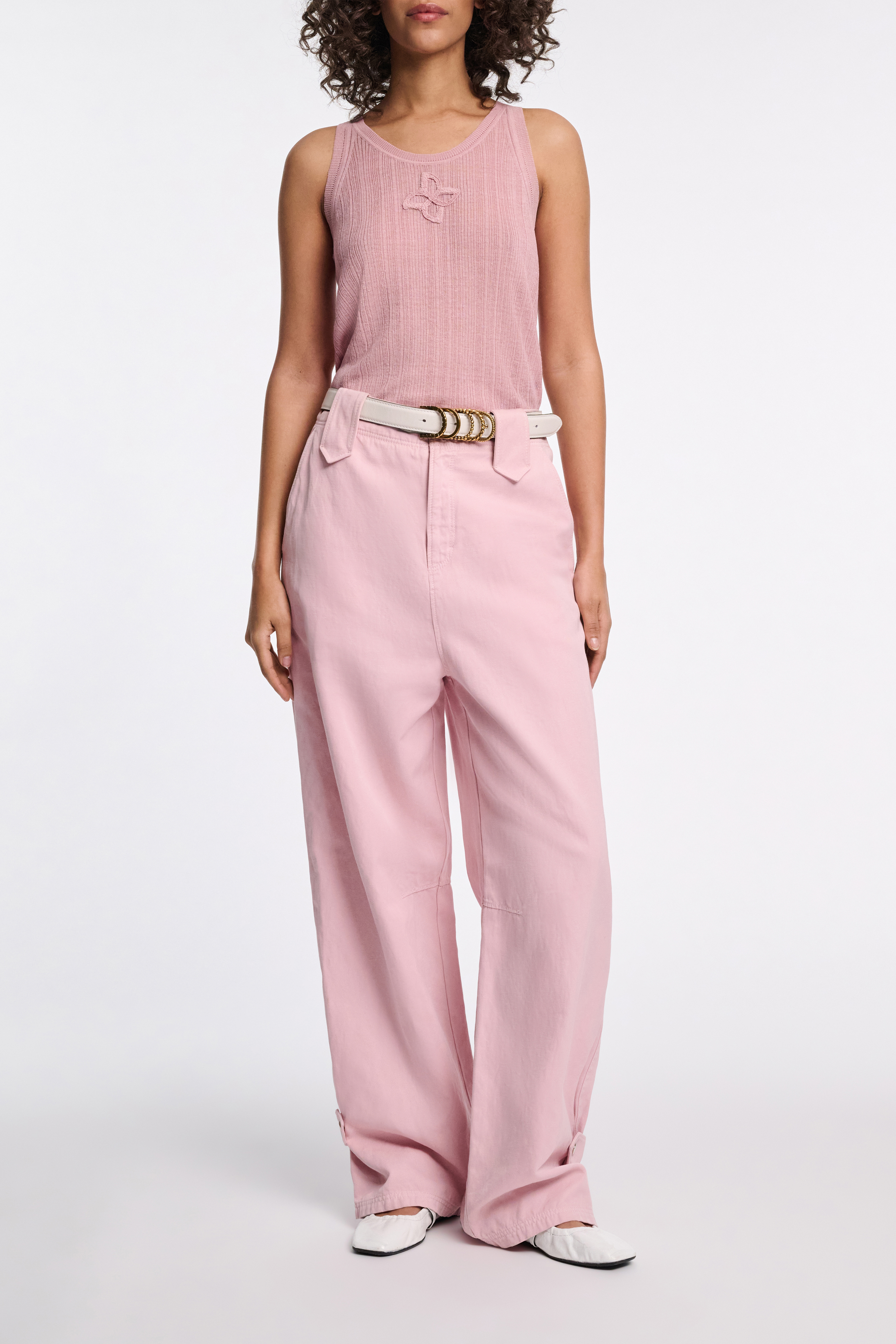 Dorothee Schumacher Linen blend ribbed tank top with D-rose