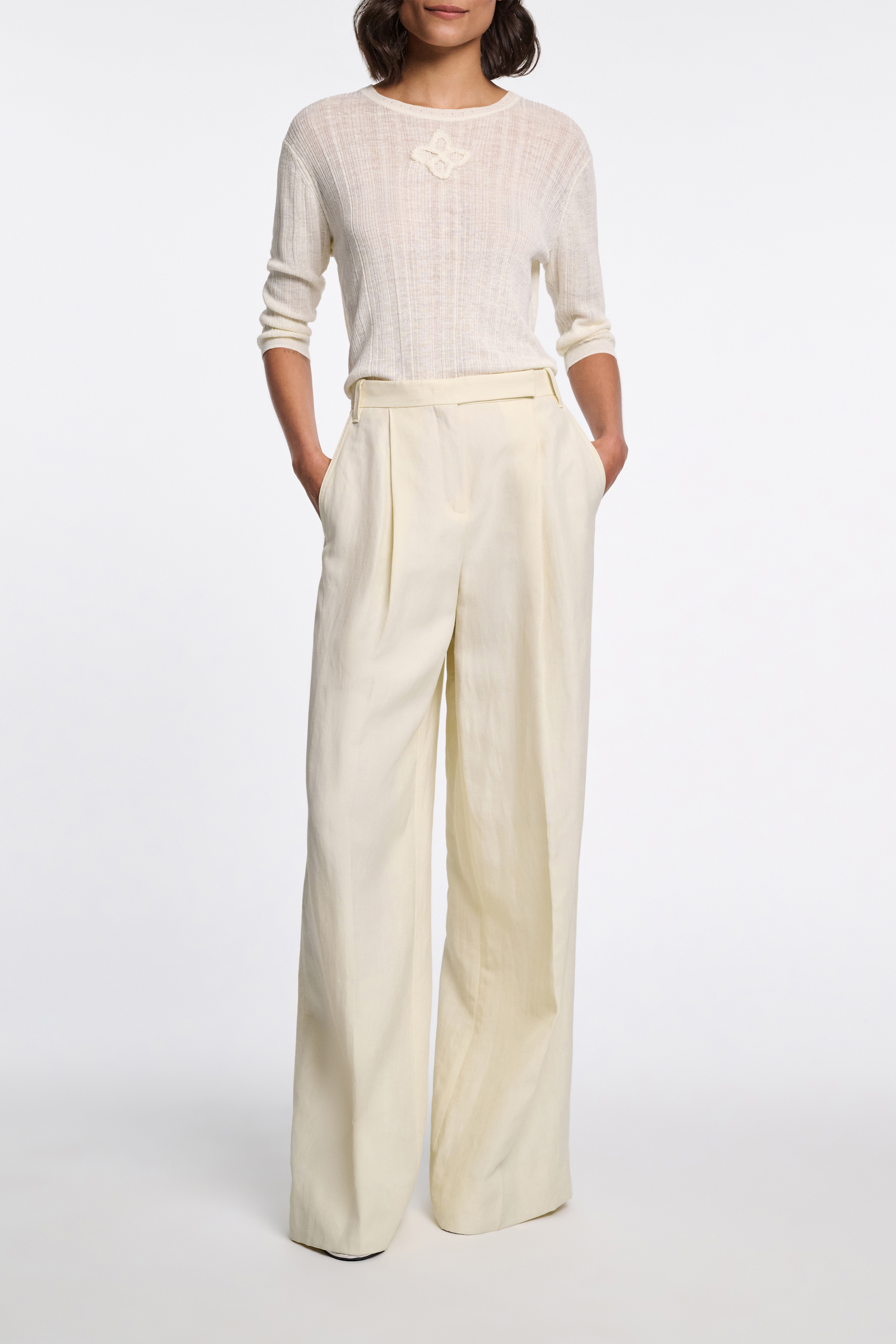 Dorothee Schumacher Rundhalspullover aus Leinenmix camellia white